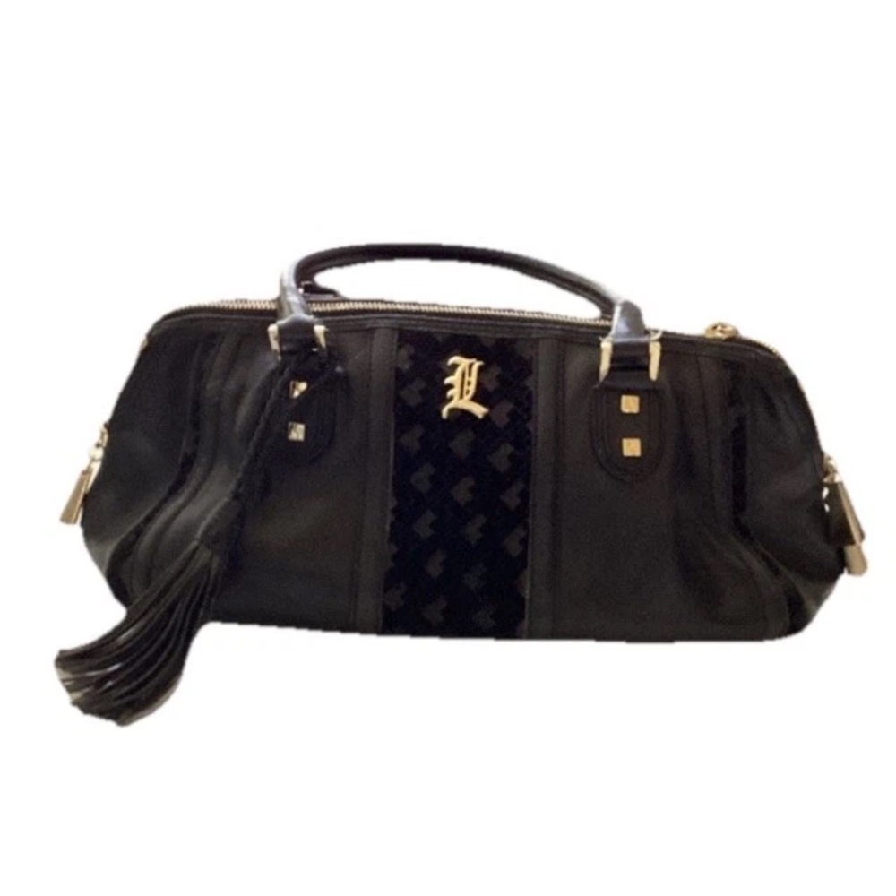 Vintage Gwen Stefani L.A.M.B. Bag Black Velvet Leather Rare 1st Release Large!